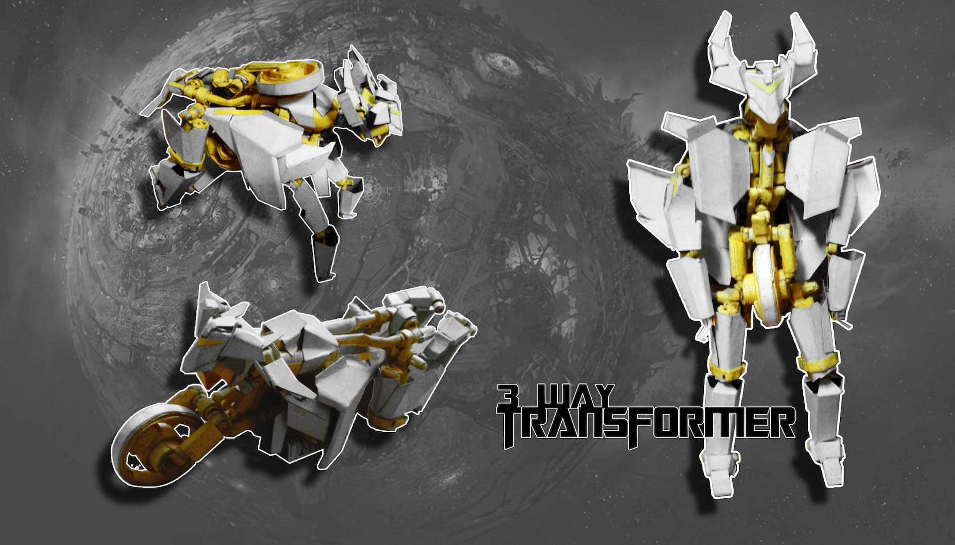 A three-way transforming robot design